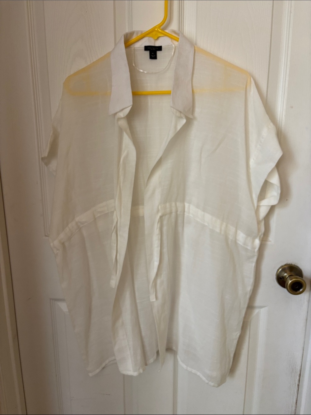 Ann Taylor Factory White Semi-Sheer Buttonless Blouse
